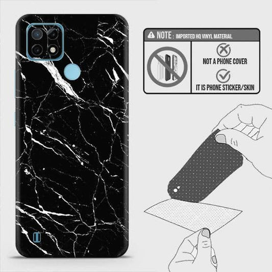 Realme C21 Back Skin - Design 6 - Trendy Black Marble Skin Wrap Back Sticker