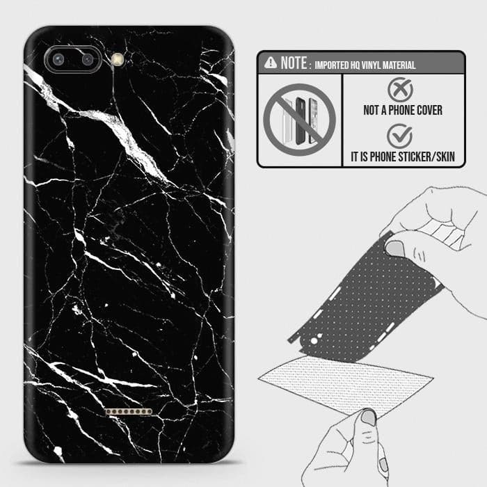 Xiaomi Redmi 6A Back Skin - Design 6 - Trendy Black Marble Skin Wrap Back Sticker