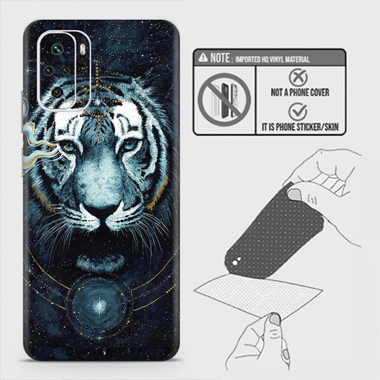 Xiaomi Redmi Note 10 4G Back Skin - Design 4 - Vintage Galaxy Tiger Skin Wrap Back Sticker Without Sides
