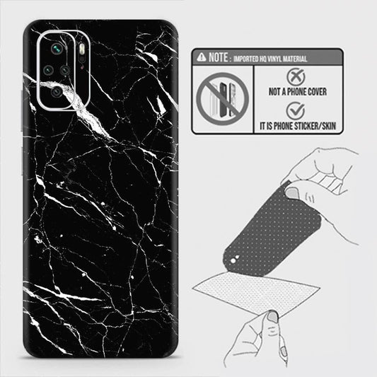 Xiaomi Redmi Note 10 4G Back Skin - Design 6 - Trendy Black Marble Skin Wrap Back Sticker Without Sides