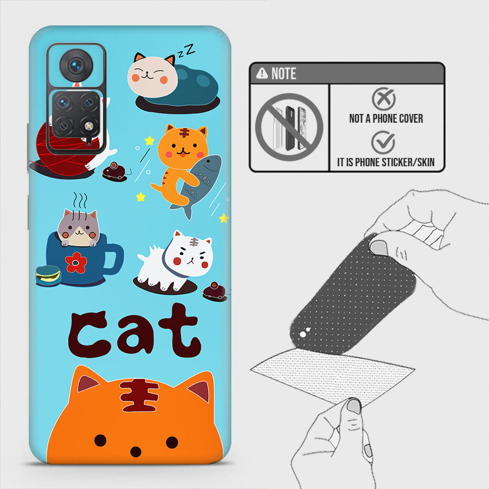 Xiaomi Redmi Note 11 Pro Back Skin - Design 3 - Cute Lazy Cate Skin Wrap Back Sticker Without Sides