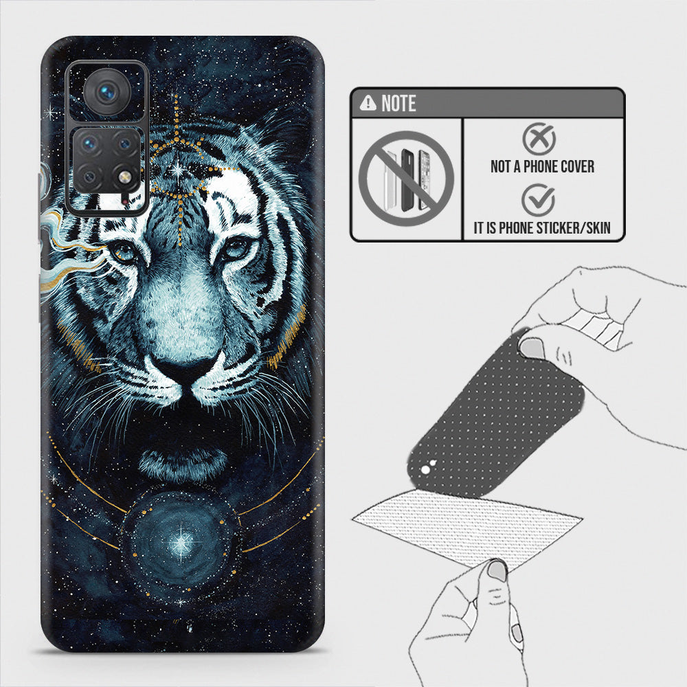 Xiaomi Redmi Note 11 Pro Back Skin - Design 4 - Vintage Galaxy Tiger Skin Wrap Back Sticker Without Sides