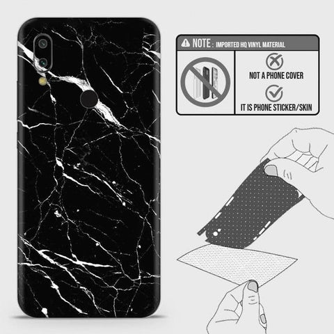 Xiaomi Redmi Note 7 Pro Back Skin - Design 6 - Trendy Black Marble Skin Wrap Back Sticker