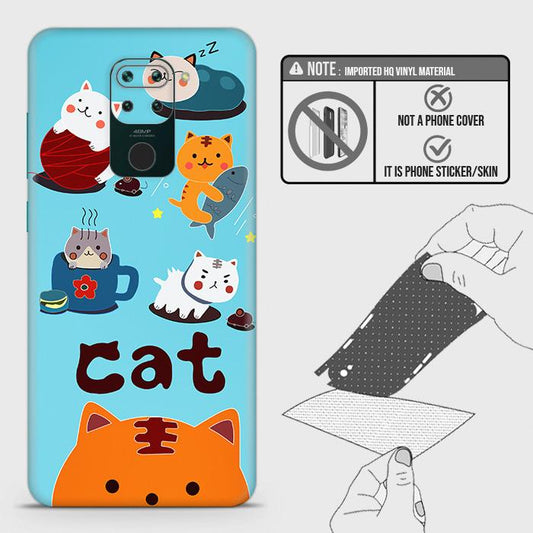 Xiaomi Redmi Note 9 Back Skin - Design 3 - Cute Lazy Cate Skin Wrap Back Sticker