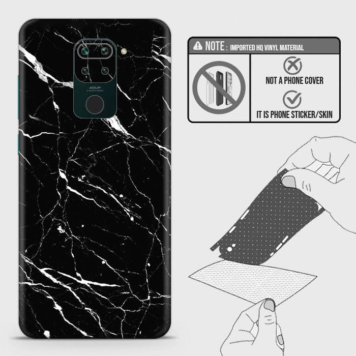 Xiaomi Redmi 10X 4G Back Skin - Design 6 - Trendy Black Marble Skin Wrap Back Sticker
