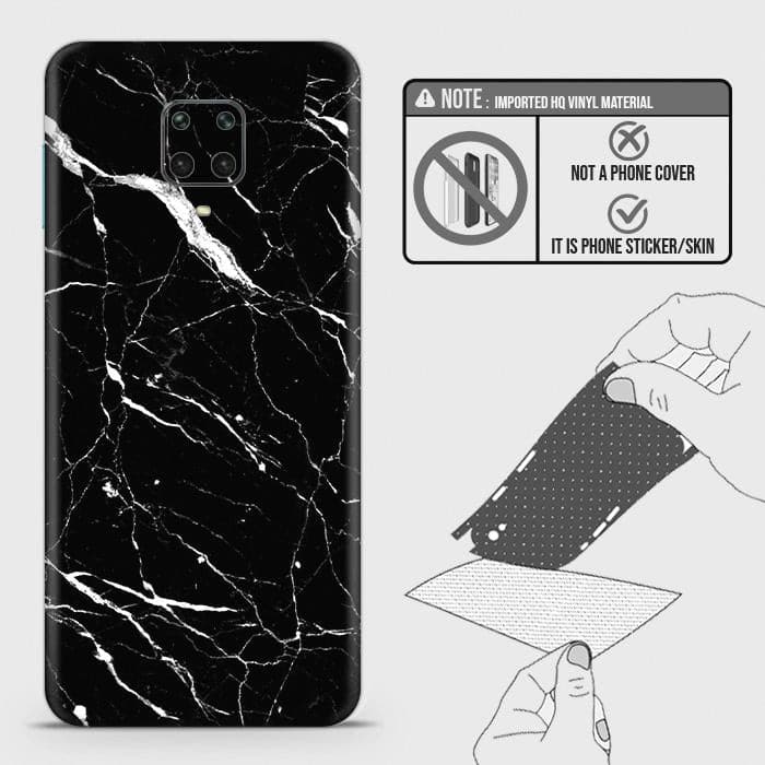 Xiaomi Redmi Note 9 Pro Back Skin - Design 6 - Trendy Black Marble Skin Wrap Back Sticker