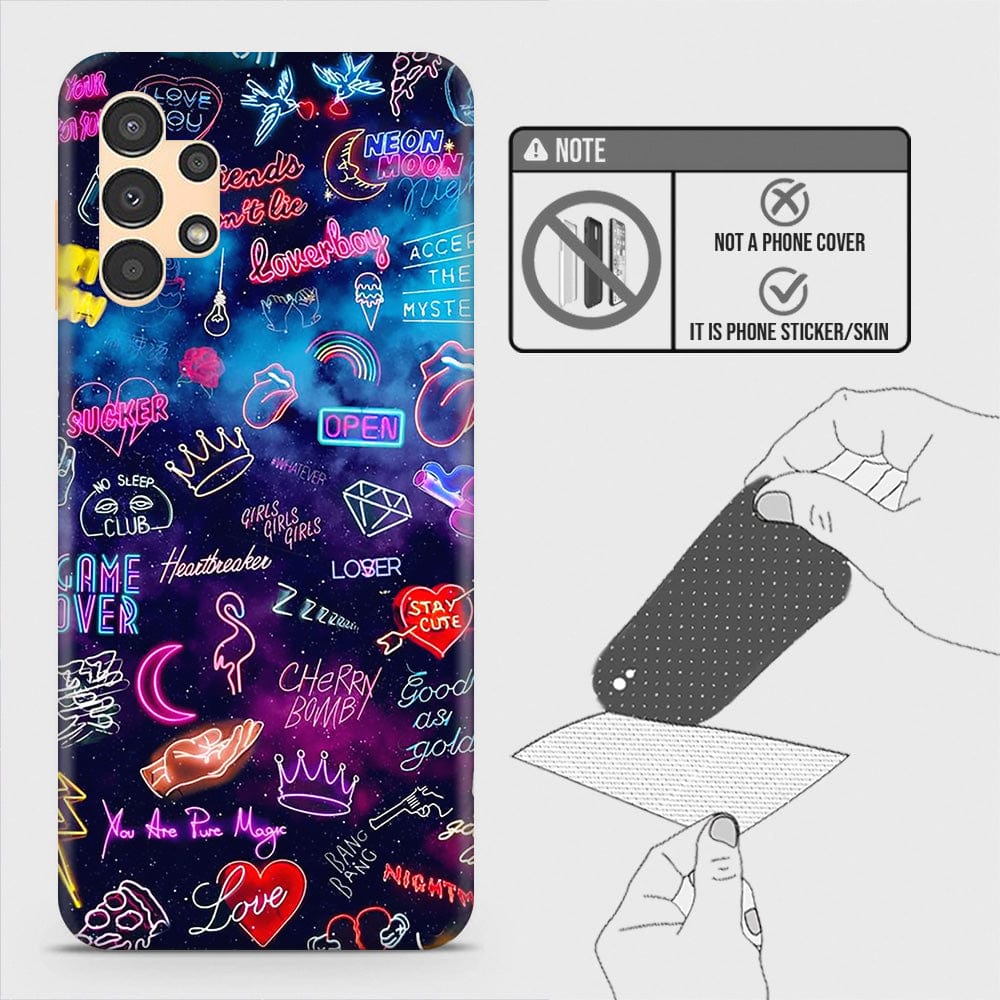 Samsung Galaxy A13 Back Skin - Design 1 - Neon Galaxy Skin Wrap Back Sticker Without Sides