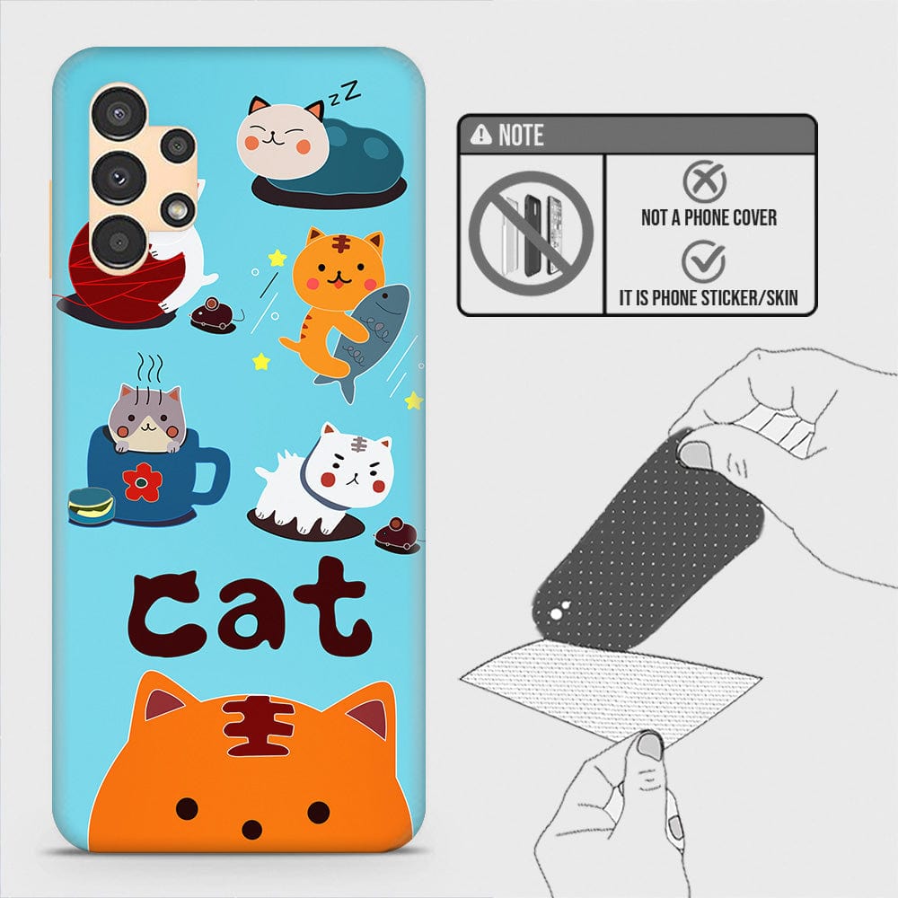 Samsung Galaxy A13 Back Skin - Design 3 - Cute Lazy Cate Skin Wrap Back Sticker Without Sides