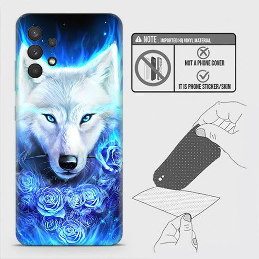 Samsung Galaxy A32 4G Back Skin - Design 2 - Vintage Galaxy Wolf Skin Wrap Back Sticker Without Sides