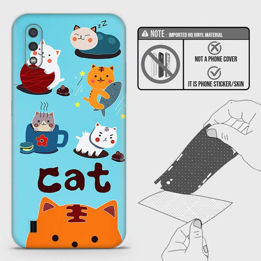 Samsung Galaxy A01 Back Skin - Design 3 - Cute Lazy Cate Skin Wrap Back Sticker