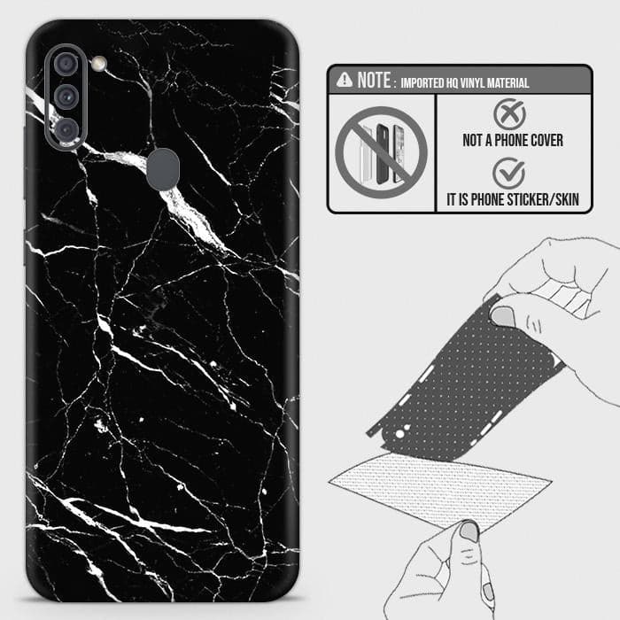 Samsung Galaxy M11 Back Skin - Design 6 - Trendy Black Marble Skin Wrap Back Sticker