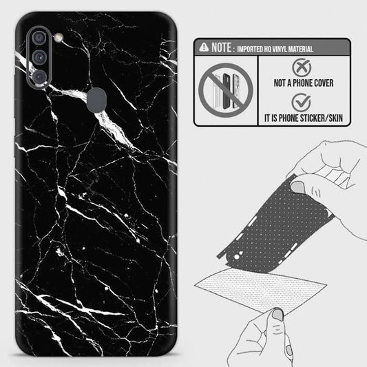 Samsung Galaxy M11 Back Skin - Design 6 - Trendy Black Marble Skin Wrap Back Sticker
