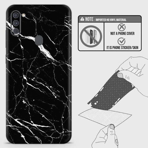 Samsung Galaxy M11 Back Skin - Design 6 - Trendy Black Marble Skin Wrap Back Sticker