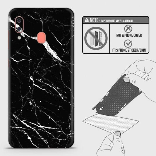Samsung Galaxy A20 Back Skin - Design 6 - Trendy Black Marble Skin Wrap Back Sticker