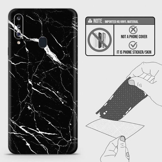 Samsung Galaxy A20s Back Skin - Design 6 - Trendy Black Marble Skin Wrap Back Sticker