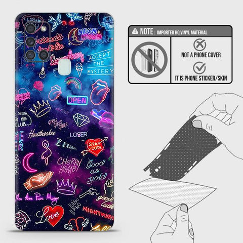 Samsung Galaxy A21s Back Skin - Design 1 - Neon Galaxy Skin Wrap Back Sticker