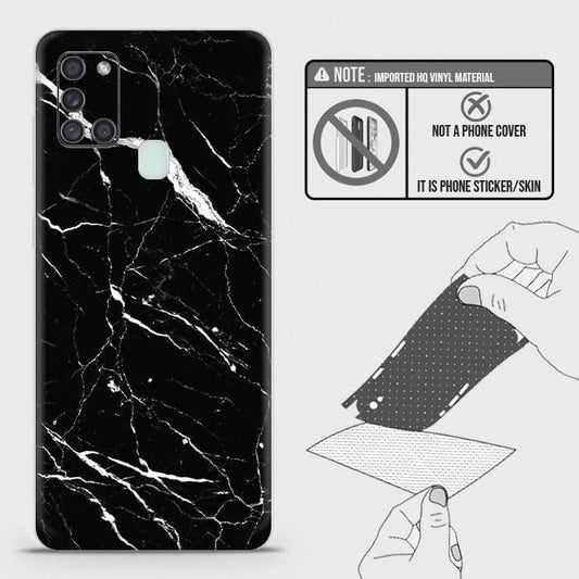 Samsung Galaxy A21s Back Skin - Design 6 - Trendy Black Marble Skin Wrap Back Sticker