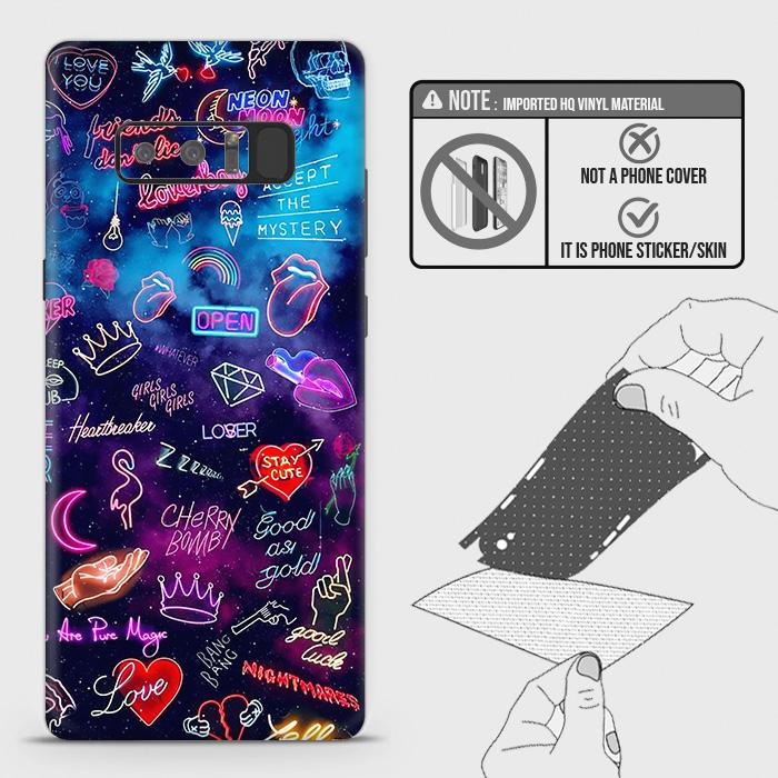 Samsung Galaxy Note 8 Back Skin - Design 1 - Neon Galaxy Skin Wrap Back Sticker