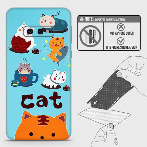 Samsung Galaxy S10e Back Skin - Design 3 - Cute Lazy Cate Skin Wrap Back Sticker