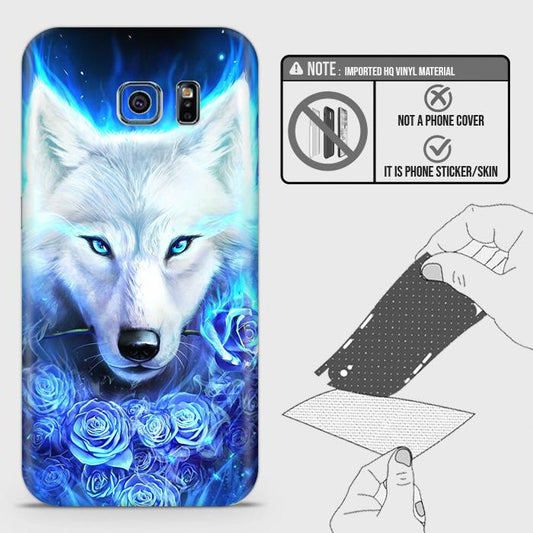 Samsung Galaxy S6 Edge Back Skin - Design 2 - Vintage Galaxy Wolf Skin Wrap Back Sticker