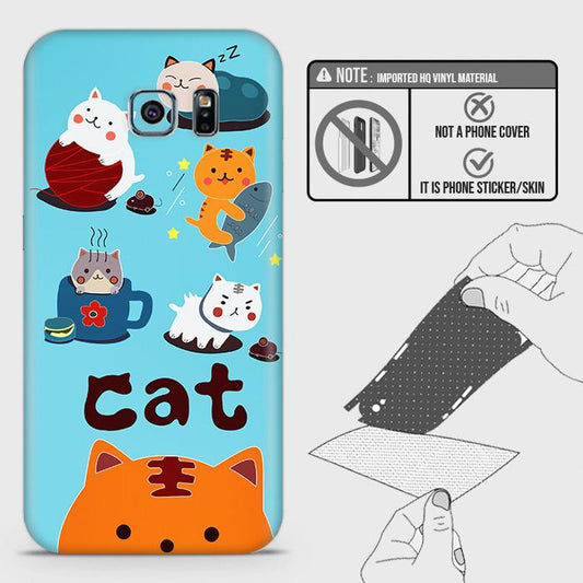Samsung Galaxy S6 Edge Back Skin - Design 3 - Cute Lazy Cate Skin Wrap Back Sticker