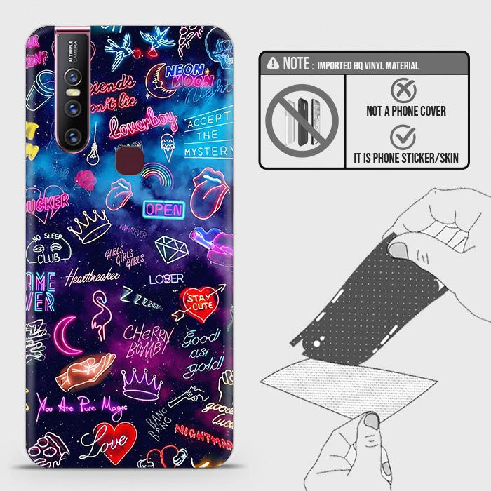 Vivo V15 Back Skin - Design 1 - Neon Galaxy Skin Wrap Back Sticker