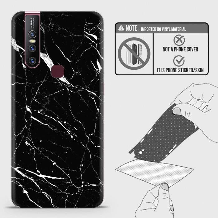 Vivo V15 Back Skin - Design 6 - Trendy Black Marble Skin Wrap Back Sticker