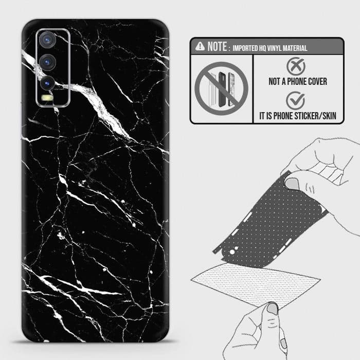 Vivo Y20s Back Skin - Design 6 - Trendy Black Marble Skin Wrap Back Sticker