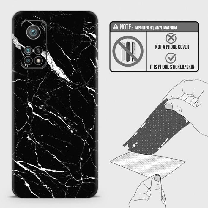 Xiaomi Mi 10T Back Skin - Design 6 - Trendy Black Marble Skin Wrap Back Sticker