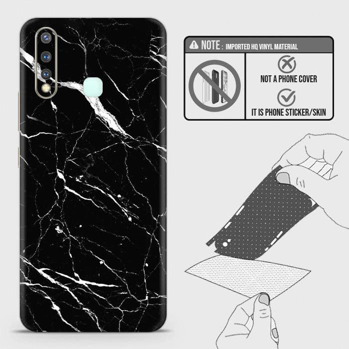 Vivo Y19 Back Skin - Design 6 - Trendy Black Marble Skin Wrap Back Sticker