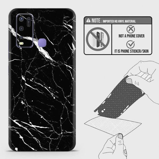 Vivo Y30 Back Skin - Design 6 - Trendy Black Marble Skin Wrap Back Sticker