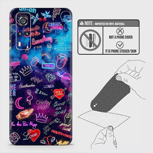 Vivo Y31 Back Skin - Design 1 - Neon Galaxy Skin Wrap Back Sticker Without Sides