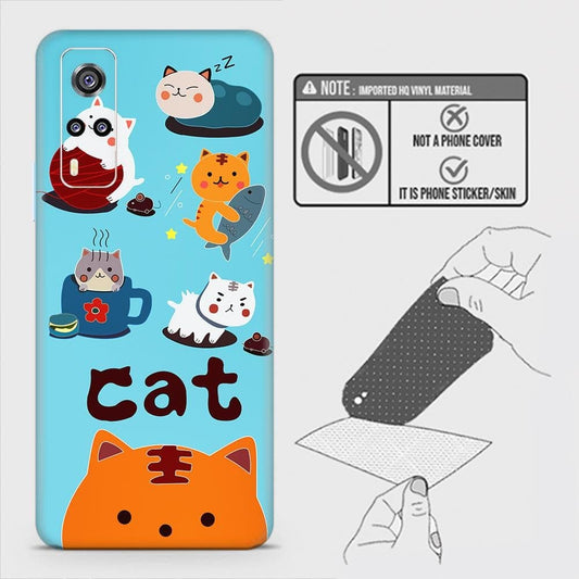 Vivo Y31 Back Skin - Design 3 - Cute Lazy Cate Skin Wrap Back Sticker Without Sides