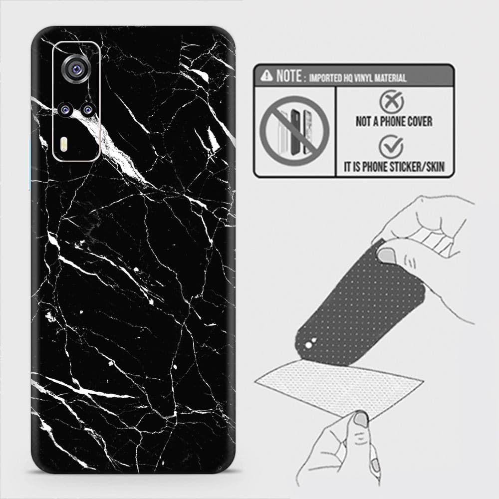 Vivo Y31 Back Skin - Design 6 - Trendy Black Marble Skin Wrap Back Sticker Without Sides