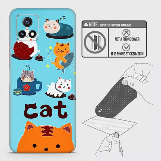Vivo Y31s Back Skin - Design 3 - Cute Lazy Cate Skin Wrap Back Sticker Without Sides