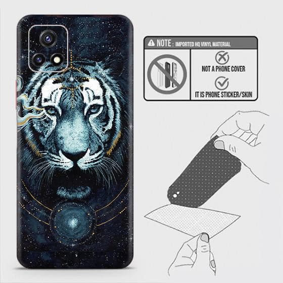 Vivo Y31s Back Skin - Design 4 - Vintage Galaxy Tiger Skin Wrap Back Sticker Without Sides