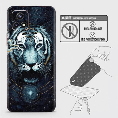 Vivo Y31s Back Skin - Design 4 - Vintage Galaxy Tiger Skin Wrap Back Sticker Without Sides