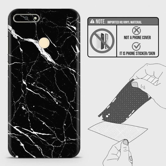 Huawei Y6 Prime 2018 / Honor 7A Back Skin - Design 6 - Trendy Black Marble Skin Wrap Back Sticker