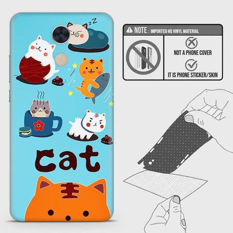 Huawei Y7 Prime 2017 Back Skin - Design 3 - Cute Lazy Cate Skin Wrap Back Sticker