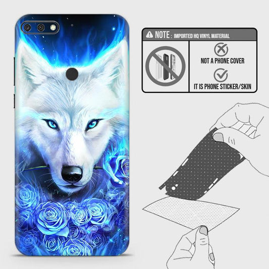 Huawei Y7 Prime 2018 / Y7 2018 Back Skin - Design 2 - Vintage Galaxy Wolf Skin Wrap Back Sticker