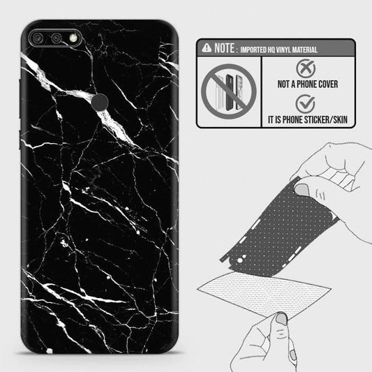 Huawei Y7 Prime 2018 / Y7 2018 Back Skin - Design 6 - Trendy Black Marble Skin Wrap Back Sticker