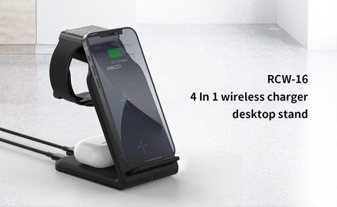 Black - Recci RCW-16 - 4 in 1 magnetic suction wireless charging & bracket 15W High Power Charger