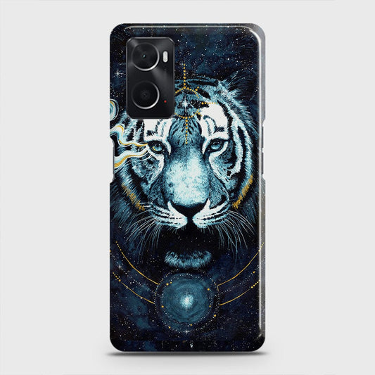 Oppo A96 4G Cover - Vintage Galaxy Tiger Printed Hard Case with Life Time Colors Guarantee