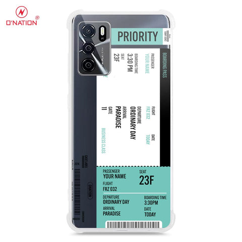 Oppo A16 Cover - Personalised Boarding Pass Ticket Series - 5 Designs - Clear Phone Case - Soft Silicon Borders