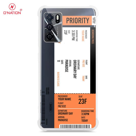 Oppo A16 Cover - Personalised Boarding Pass Ticket Series - 5 Designs - Clear Phone Case - Soft Silicon Borders