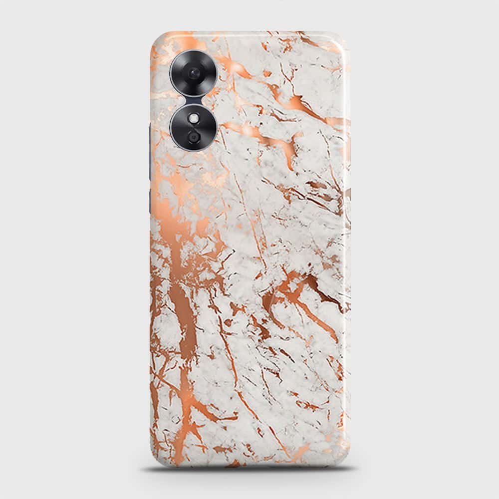 Oppo A17 Cover - In Chic Rose Gold Chrome Style Printed Hard Case with Life Time Colors Guarantee