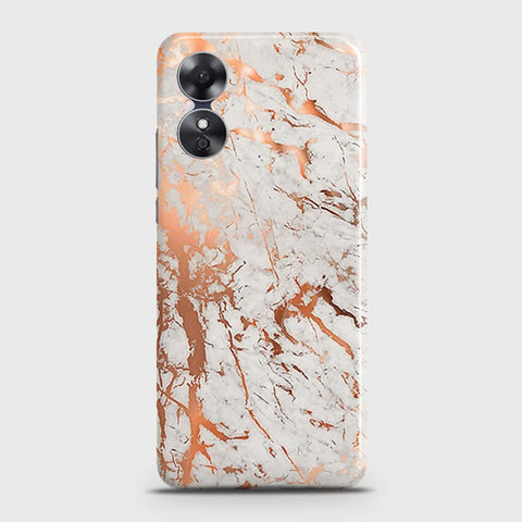 Oppo A17 Cover - In Chic Rose Gold Chrome Style Printed Hard Case with Life Time Colors Guarantee