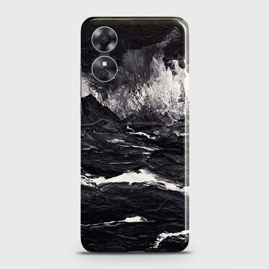 Oppo A17 Cover - Black Ocean Marble Trendy Printed Hard Case with Life Time Colors Guarantee