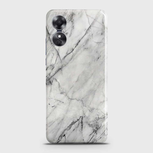 Oppo A17 Cover - Trendy White Marble Printed Hard Case with Life Time Colors Guarantee