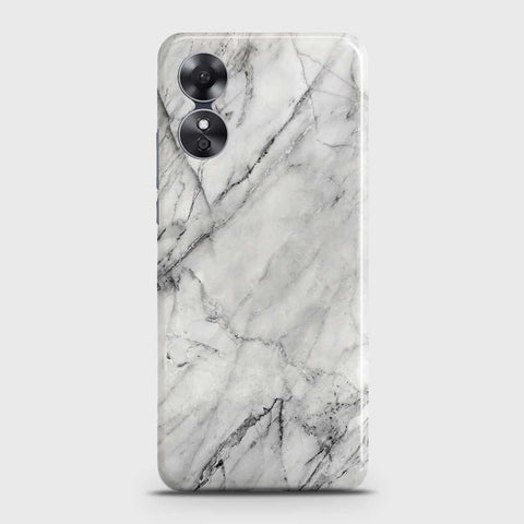 Oppo A17 Cover - Trendy White Marble Printed Hard Case with Life Time Colors Guarantee